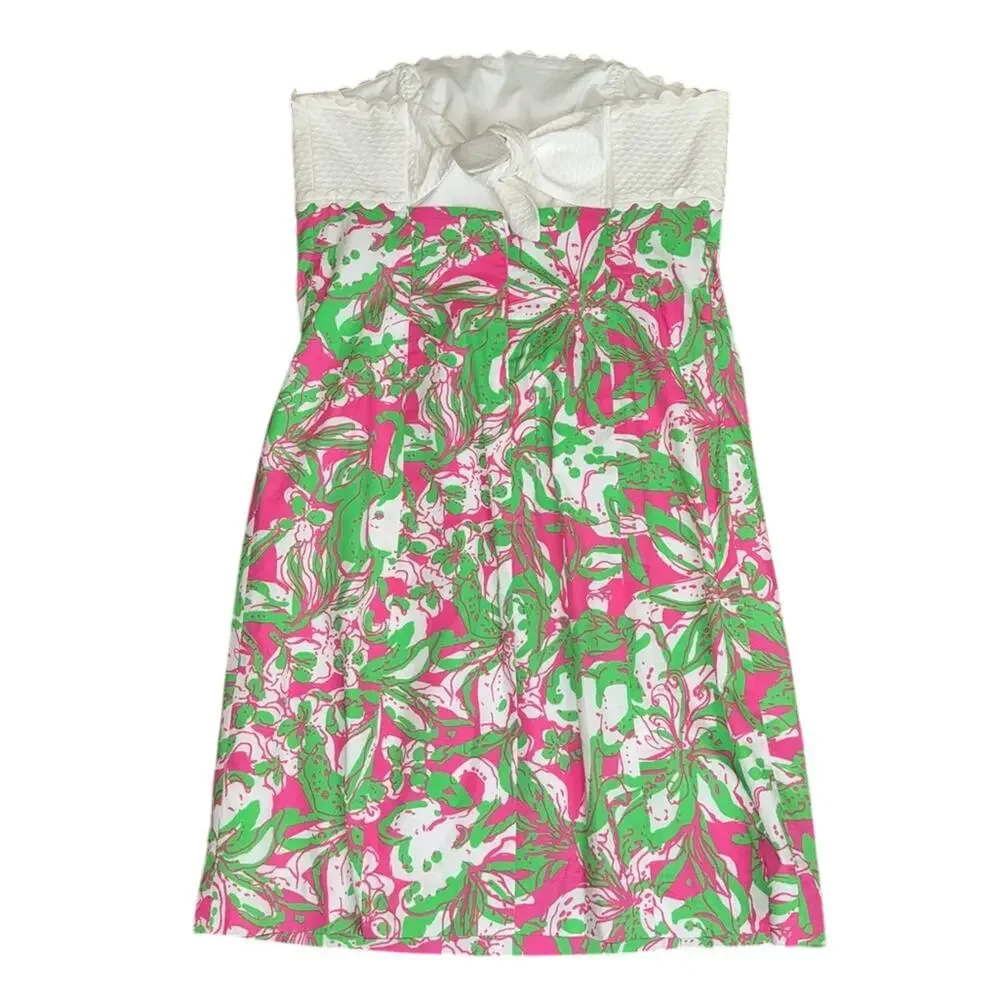 Lilly Pulitzer Resort Strapless Pink Floral Dress Size 6 - Picture 2 of 4